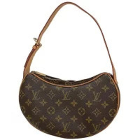 Louis Vuitton Croissant Pochette Hobo Bag Monogram Brown